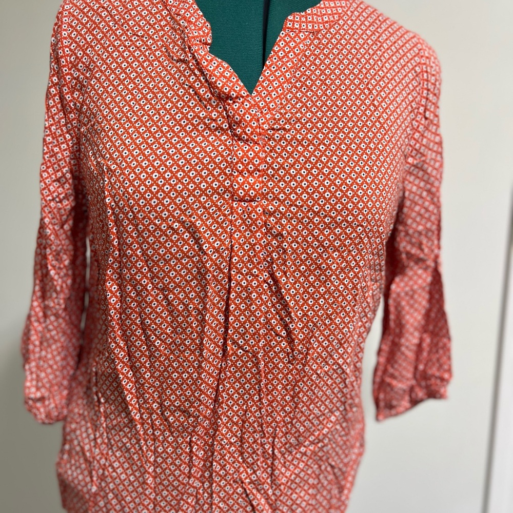 Anne Carson Red Geometric Blouse